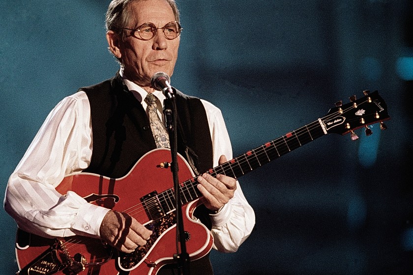 Memphis - October 08: Singer/Songwriter Chet Atkins performs during Elvis: The Tribute at The Pyramid Arena in Memphis Tennessee October 08, 1994