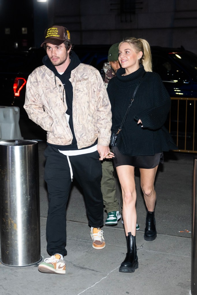 NEW YORK, NEW YORK - MARCH 05: Chase Stokes (L) and Kelsea Ballerini are seen in Midtown on March 05, 2023 in New York City. 