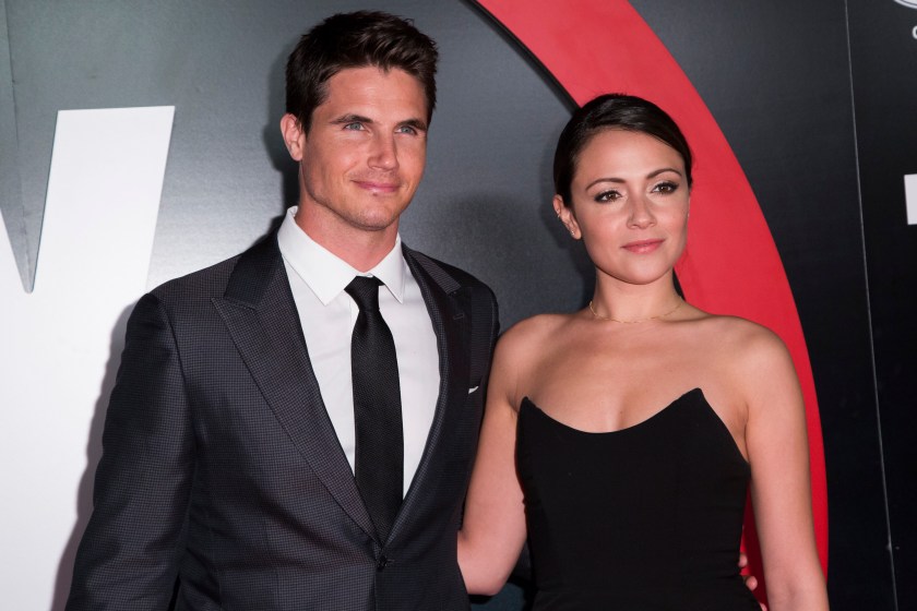 LOS ANGELES, CA - JANUARY 12: Actors Robbie Amell (L) and Italia Ricci attend the premiere of Fox's "The X-Files" at California Science Center on January 12, 2016 in Los Angeles, California.