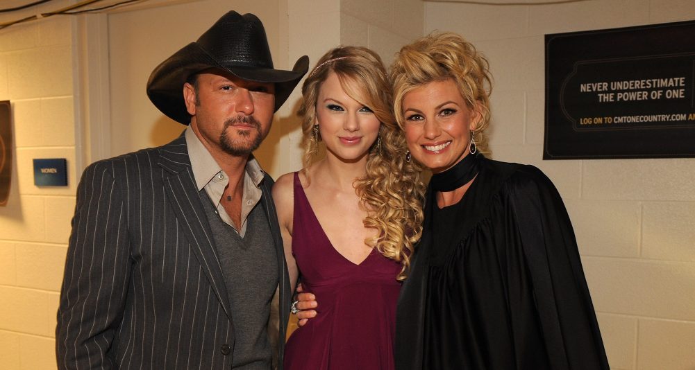 (EXCLUSIVE, Premium Rates Apply) NASHVILLE, TN - APRIL 14: Musician Tim McGraw, singer Taylor Swift and singer Faith Hill seen backstage during the 2008 CMT Awards at Curb Event Center at Belmont University on April 14, 2008 in Nashville, Tennessee.