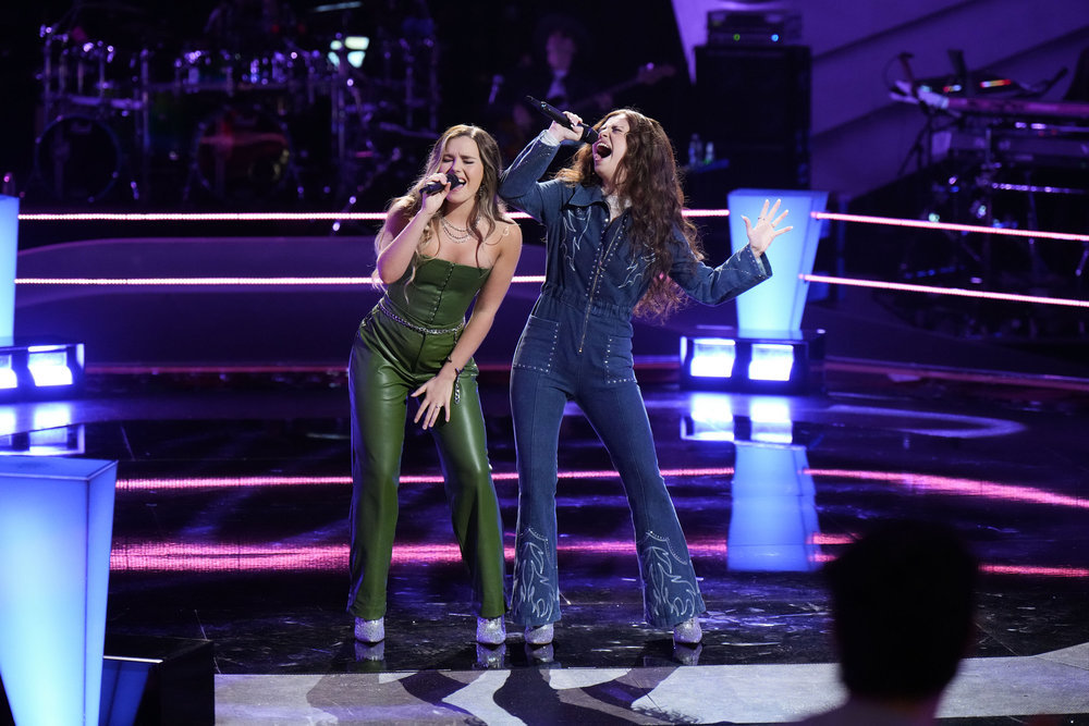 THE VOICE -- "The Battles Part 5" Episode 2412 -- Pictured: (l-r) Claudia B., Mara Justine