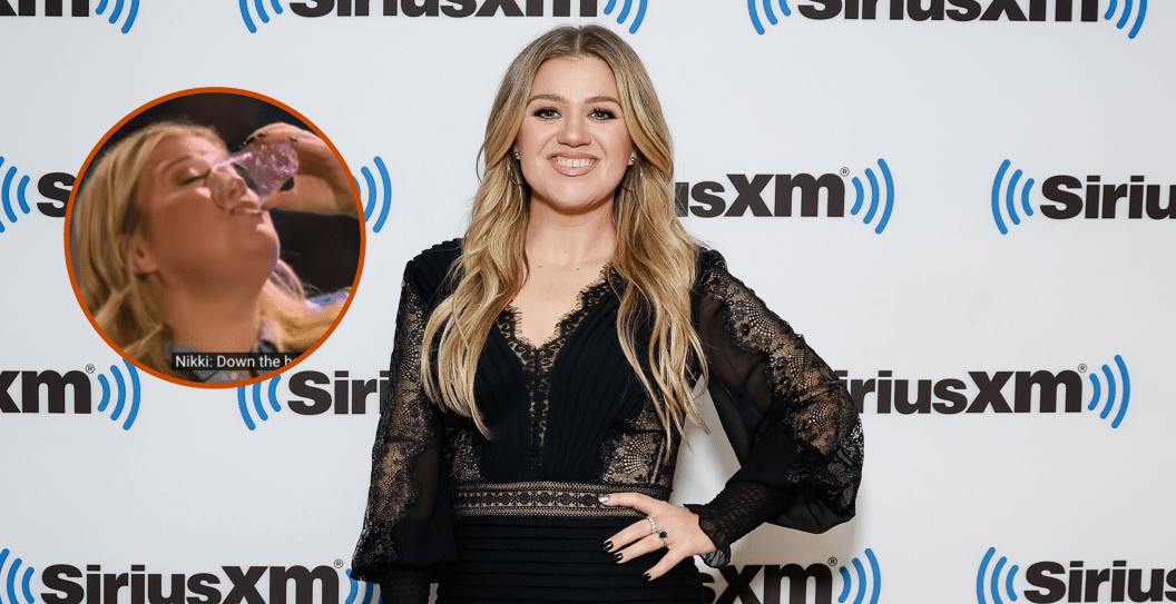NEW YORK, NEW YORK - OCTOBER 16: Kelly Clarkson visits SiriusXM Studios on October 16, 2023 in New York City and screengrab from Clarkson's appearance on 'Barmageddon.'