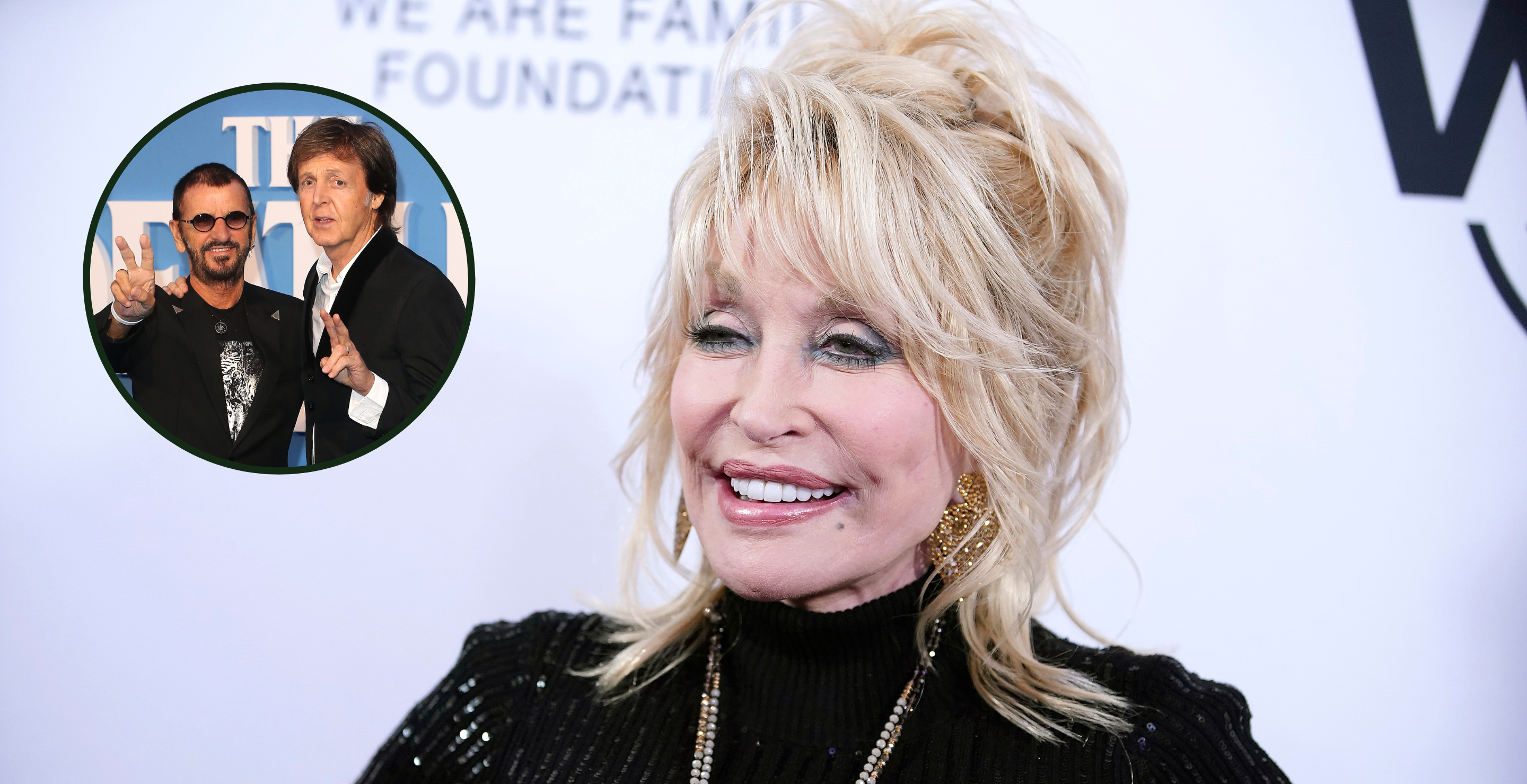 NEW YORK, NEW YORK - NOVEMBER 05: Dolly Parton attends We Are Family Foundation honors Dolly Parton & Jean Paul Gaultier at Hammerstein Ballroom on November 05, 2019 in New York City and LONDON, ENGLAND - SEPTEMBER 15: Ringo Starr and Sir Paul McCartney arrive for the World premiere of "The Beatles: Eight Days A Week - The Touring Years" at Odeon Leicester Square on September 15, 2016 in London, England.