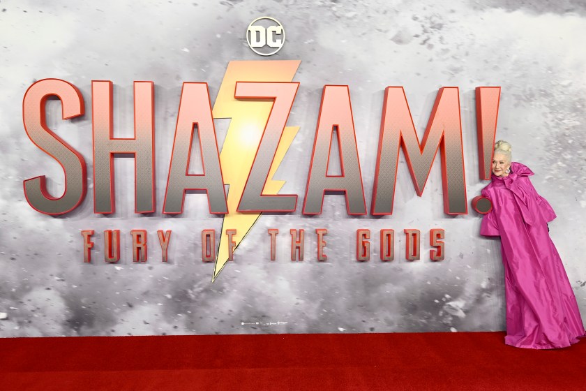 LONDON, ENGLAND - MARCH 07: Dame Helen Mirren attending the UK special screening of "Shazam! Fury Of The Gods" at Cineworld Leicester Square on March 07, 2023 in London, England.