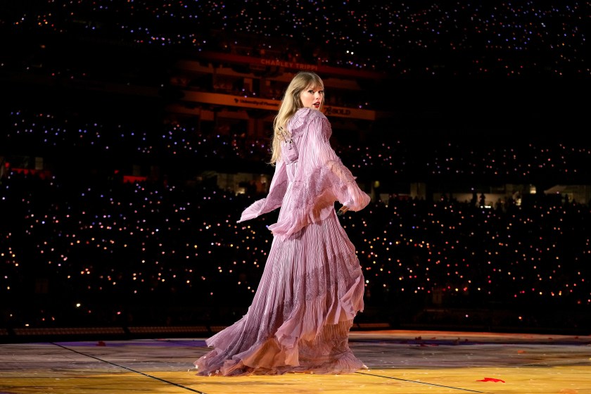 GLENDALE, ARIZONA - MARCH 17: Editorial use only and no commercial use at any time. No use on publication covers is permitted after August 9, 2023. Taylor Swift performs onstage for the opening night of "Taylor Swift | The Eras Tour" at State Farm Stadium on March 17, 2023 in Swift City, ERAzona (Glendale, Arizona). The city of Glendale, Arizona was ceremonially renamed to Swift City for March 17-18 in honor of The Eras Tour.