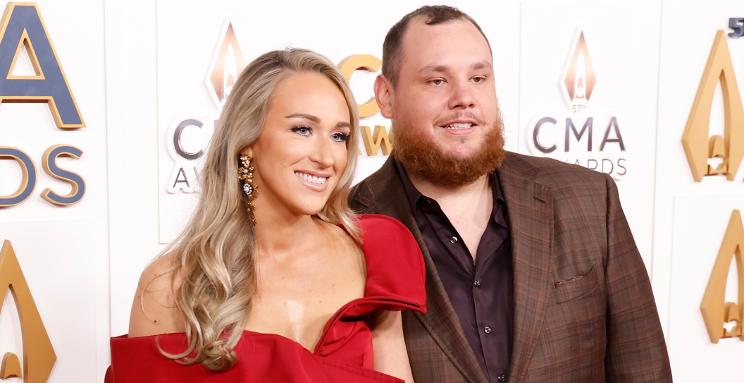 Nicole Combs and Luke Combs attend the 2023 CMA Awards at Bridgestone Arena on November 08, 2023 in Nashville, Tennessee. (Photo by Taylor Hill/WireImage)