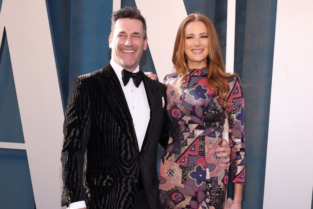 Jon Hamm and Anna Osceola attend the 2022 Vanity Fair Oscar Party