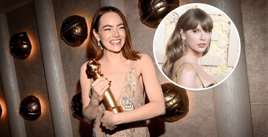 Emma Stone and Taylor Swift at the 2024 Golden Globe Awards