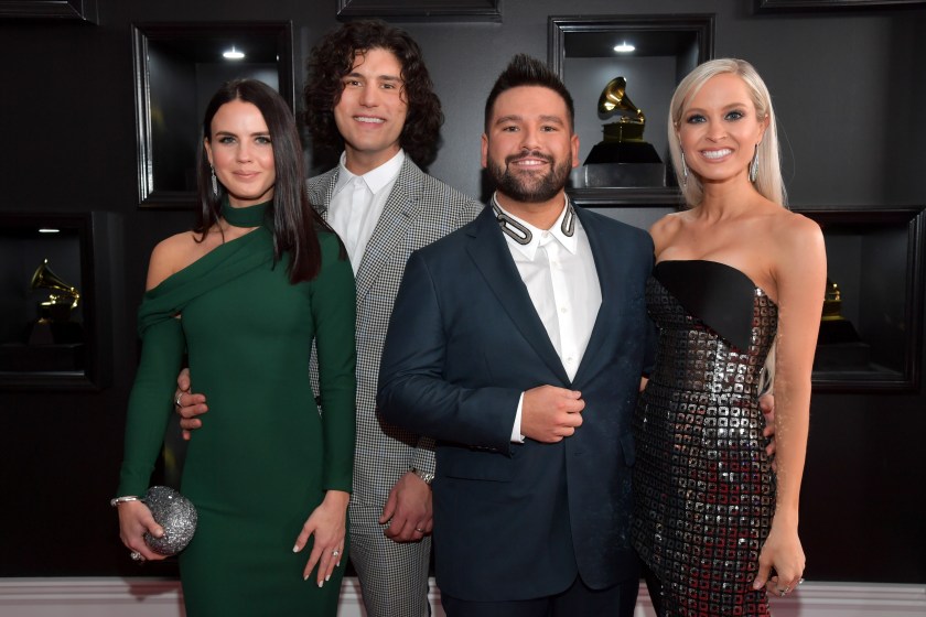 LOS ANGELES, CA - FEBRUARY 10: (L-R) Abby Law, Dan Smyers and Shay Mooney of Dan + Shay, and Hannah Mooney attend the 61st Annual GRAMMY Awards at Staples Center on February 10, 2019 in Los Angeles, California. 
