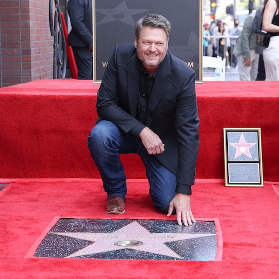 Blake Shelton at the star ceremony where Blake Shelton is honored with a star on the Hollywood Walk of Fame on May 12, 2023 in Los Angeles, California. 