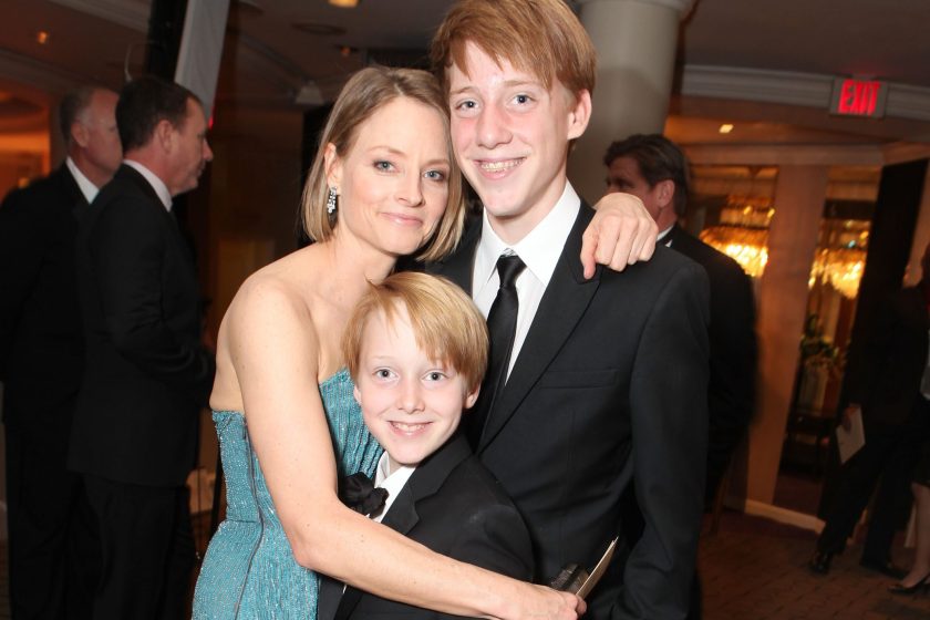 BEVERLY HILLS, CA - JANUARY 15: (L-R) Jodie Foster, Christopher Foster and Charlie Foster at Sony Pictures Golden Globes Party held at The Beverly Hilton Hotel on January 15, 2012 in Beverly Hills, California.