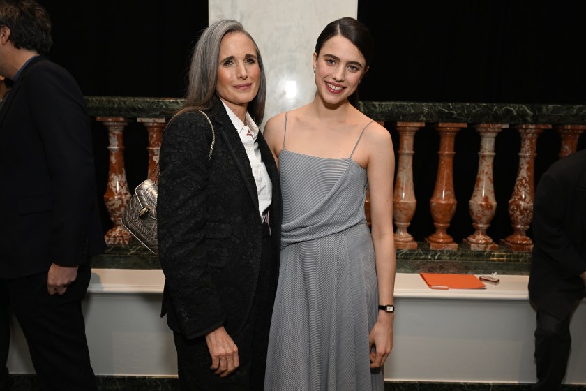 BEVERLY HILLS, CALIFORNIA - MARCH 11: (L-R) Andie MacDowell and Margaret Qualley attend the AFI Awards Luncheon at Beverly Wilshire, A Four Seasons Hotel on March 11, 2022 in Beverly Hills, California.