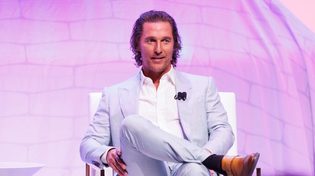 LOS ANGELES, CALIFORNIA - APRIL 20: Matthew McConaughey speaks on stage at the Lincoln Centennial Celebration on April 20, 2022 in Los Angeles, California.