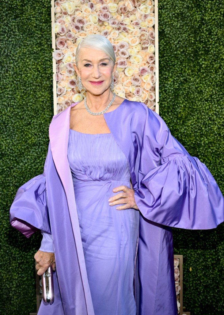Helen Mirren at the 81st Golden Globe Awards held at the Beverly Hilton Hotel on January 7, 2024 in Beverly Hills, California. (Photo by Michael Buckner/Golden Globes 2024/Golden Globes 2024 via Getty Images)