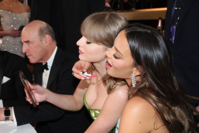 See Taylor Swift + Keleigh Teller's Pre-Golden Globes Selfies See Taylor Swift + Keleigh Teller's Pre-Golden Globes Selfies