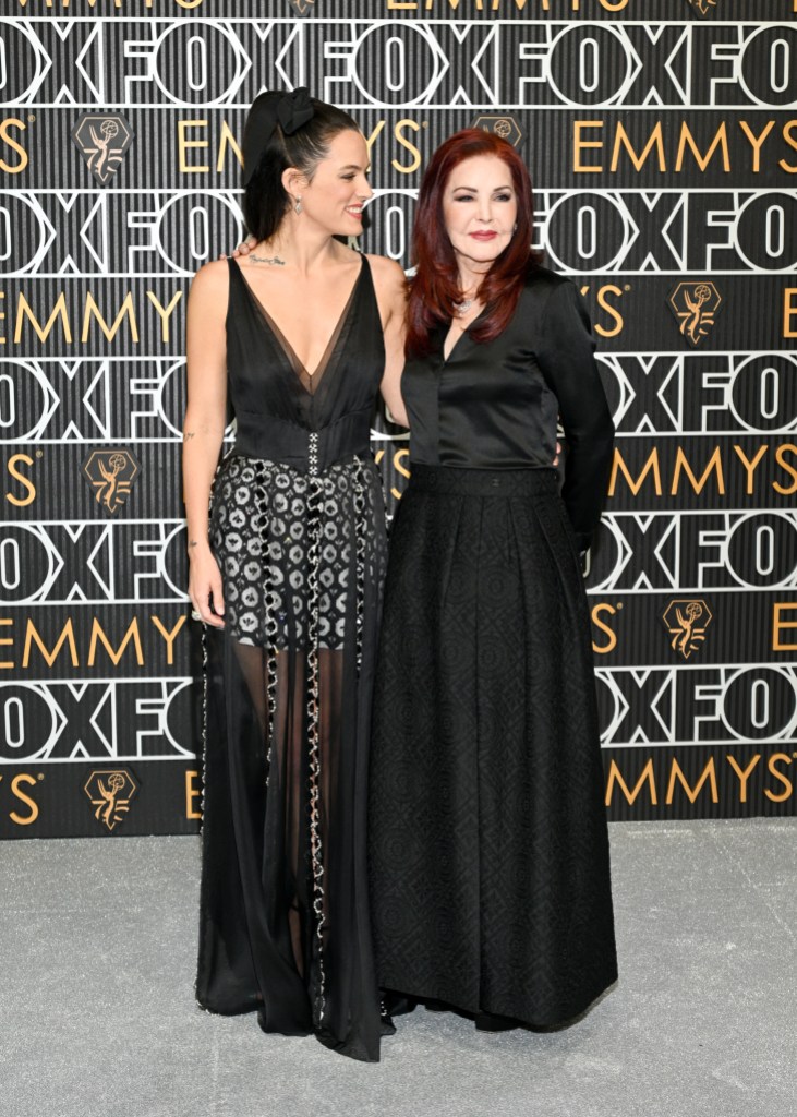 Riley Keough and Priscilla Presley at the 75th Primetime Emmy Awards held at the Peacock Theater on January 15, 2024 in Los Angeles, California. 