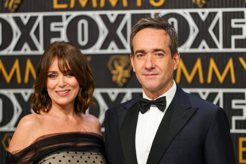 LOS ANGELES, CALIFORNIA - JANUARY 15: (L-R) Keeley Hawes and Matthew Macfadyen attend the 75th Primetime Emmy Awards at Peacock Theater on January 15, 2024 in Los Angeles, California. 