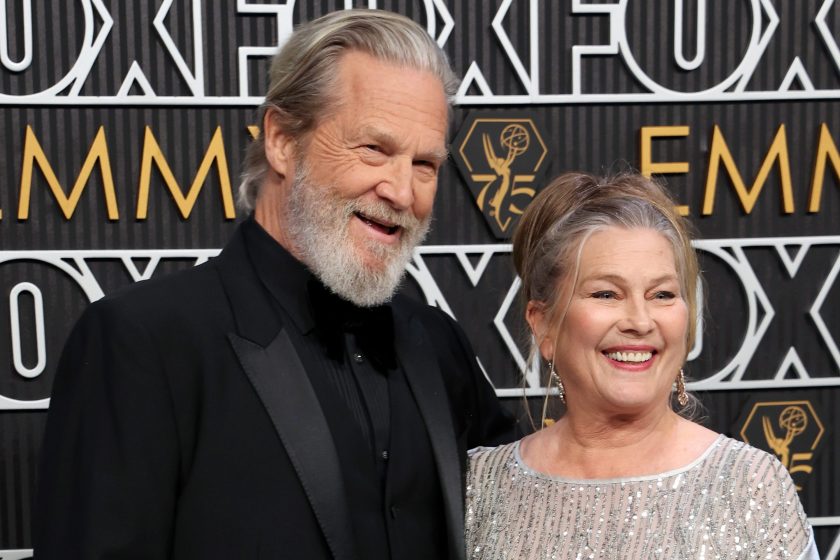 Jeff Bridges and Susan Geston attend the 75th Primetime Emmy Awards at Peacock Theater on January 15, 2024 in Los Angeles, California. 