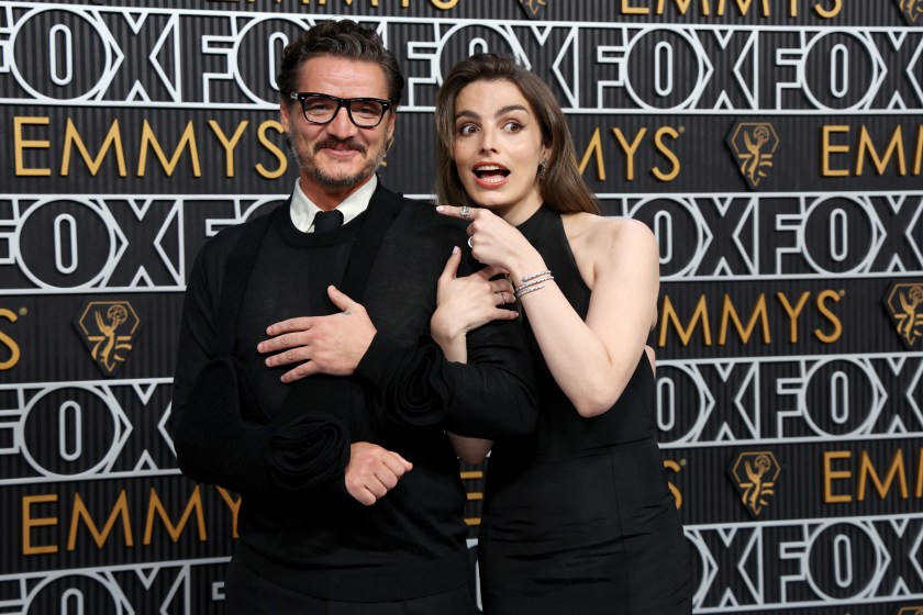 LOS ANGELES, CALIFORNIA - JANUARY 15: (L-R) Pedro Pascal and Lux Pascal attend the 75th Primetime Emmy Awards at Peacock Theater on January 15, 2024 in Los Angeles, California. 