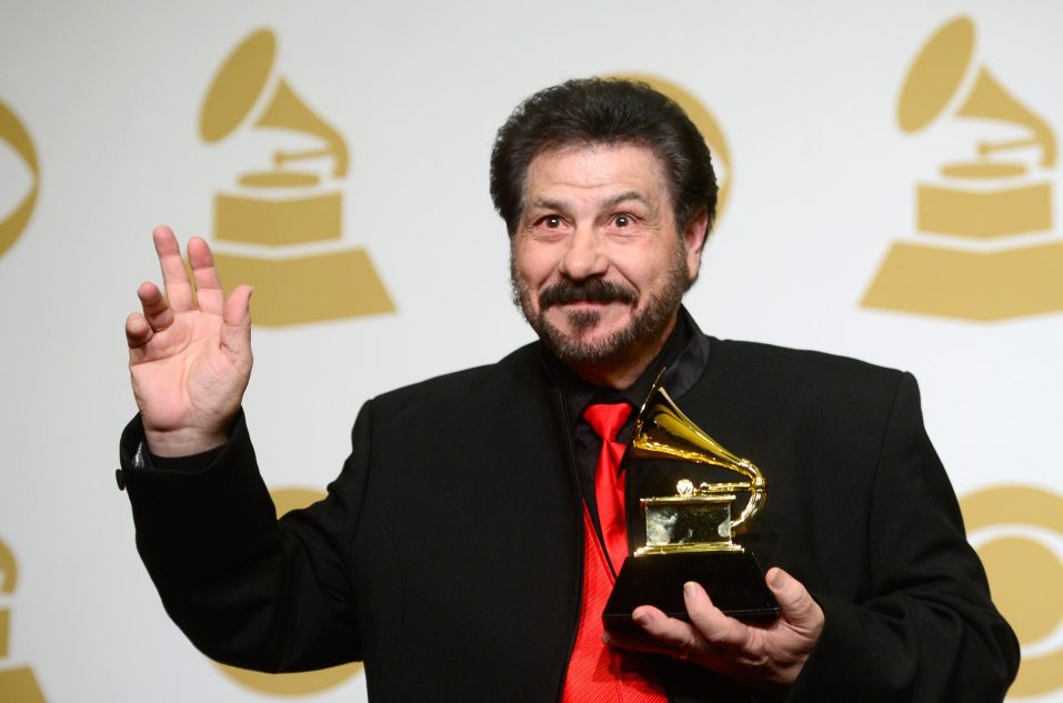 LOS ANGELES, CA - FEBRUARY 08: Musician Jo-El Sonnier, winner of Best Regional Roots Music Album for 'The Legacy,' poses in the press room during The 57th Annual GRAMMY Awards at the STAPLES Center on February 8, 2015 in Los Angeles, California.