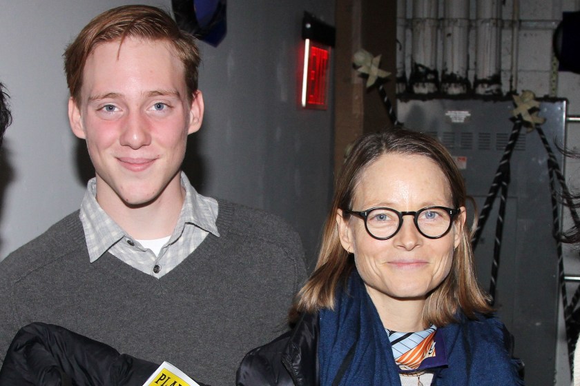 NEW YORK, NY - FEBRUARY 15: (EXCLUSIVE COVERAGE) Charlie Foster and mother Jodie Foster pose backstage at the new Macabre Musical Play "Nevermore: The Imaginary Life and Mysterious Death of Edgar Allan Poe" at New World Stages on February 15, 2015 in New York City. 