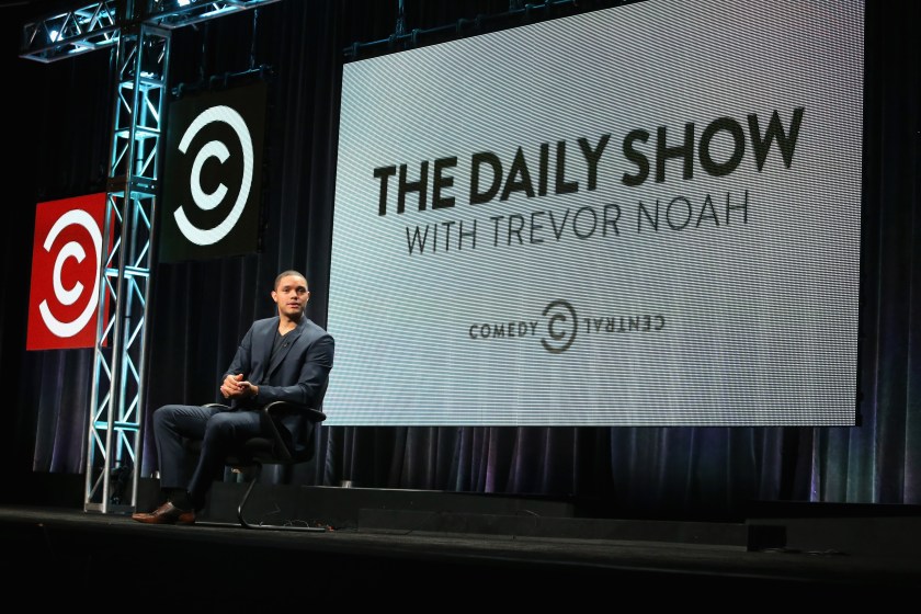 BEVERLY HILLS, CA - JULY 29: Host Trevor Noah speaks onstage during "The Daily Show with Trevor Noah" panel discussion at the Viacom Networks portion of the 2015 Summer TCA Tour at The Beverly Hilton Hotel on July 29, 2015 in Beverly Hills, California. 