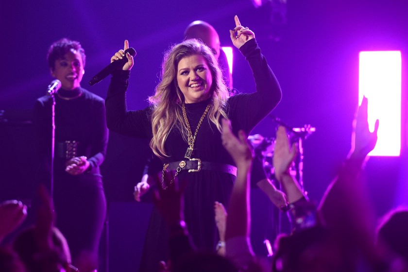 BURBANK, CA - OCTOBER 27: Singer/songwriter Kelly Clarkson performs at the iHeartRadio Album Release Party With Kelly Clarkson at iHeartRadio Theater on October 27, 2017 in Burbank, California.
