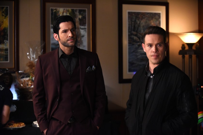 LUCIFER: L-R: Tom Ellis and Kevin Alejandro in the All Hands on Decker episode of LUCIFER airing Monday, April 30 (8:00-9:00 PM ET/PT) on FOX.
