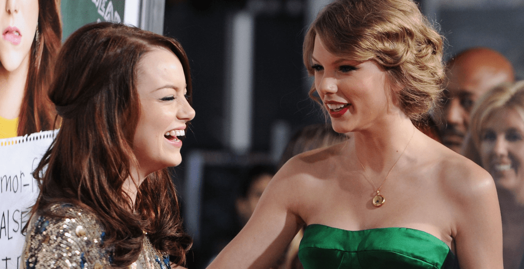 Actress Emma Stone and singer Taylor Swift arrive at the Los Angeles Premiere "Easy A" at Grauman's Chinese Theatre on September 13, 2010 in Hollywood, California.