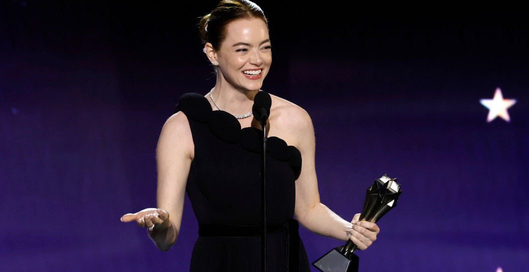 Emma Stone accepts the Best Actress Award for 'Poor Things' onstage during the 29th Annual Critics Choice Awards at Barker Hangar on January 14, 2024 in Santa Monica, California.