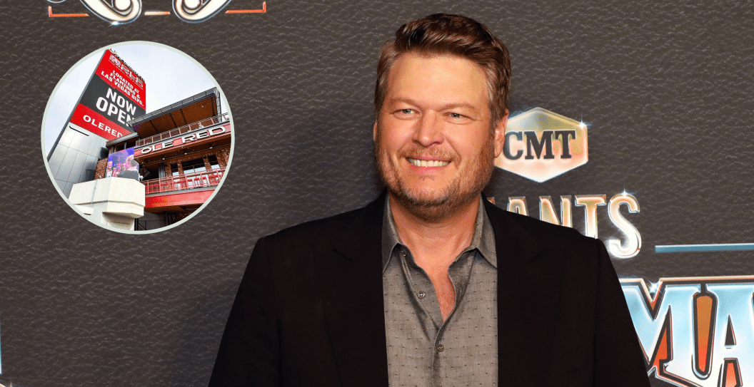 Blake Shelton at "CMT Giants: Alabama" held on January 17, 2024 in Nashville, Tennessee and screengrab via Ole Red's Instagram.