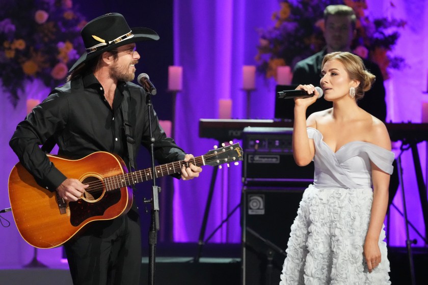 Lukas Nelson and Emmy Russell perform onstage at the Coal Miners Daughter: A Celebration Of The Life & Music Of Loretta Lynn held at Grand Ole Opry on October 30, 2022 in Nashville, Tennessee. 