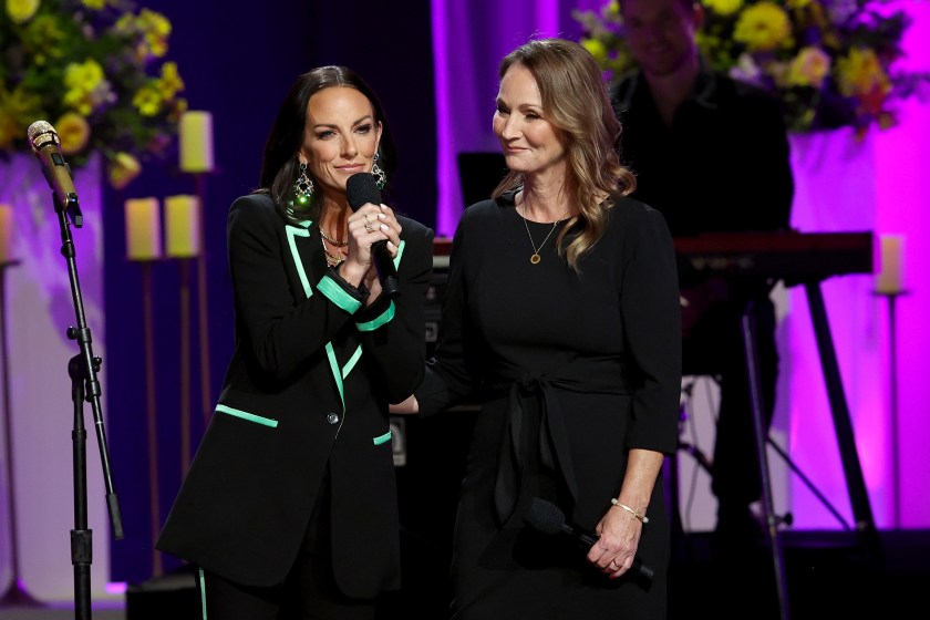 NASHVILLE, TENNESSEE - OCTOBER 30: Tayla Lynn and Patsy Lynn Russell speak onstage for CMT Coal Miner's Daughter: A Celebration of the Life & Music of Loretta Lynn at Grand Ole Opry on October 30, 2022 in Nashville, Tennessee.