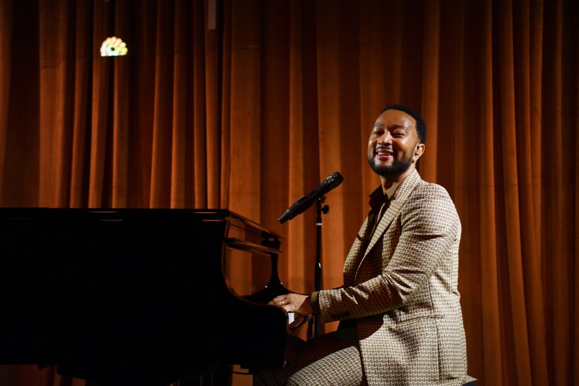LAS VEGAS, NEVADA - JANUARY 05: John Legend performs at iHeartMedia and MediaLink's VIP executive dinner in partnership with Delta Air Lines at CES at Intrigue Nightclub at Wynn Las Vegas on January 05, 2023 in Las Vegas, Nevada.