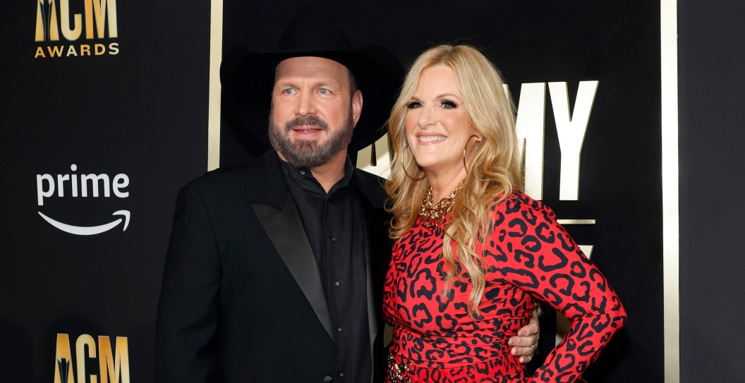 FRISCO, TEXAS - MAY 11: (L-R) Garth Brooks and Trisha Yearwood attend the 58th Academy Of Country Music Awards at The Ford Center at The Star on May 11, 2023 in Frisco, Texas.