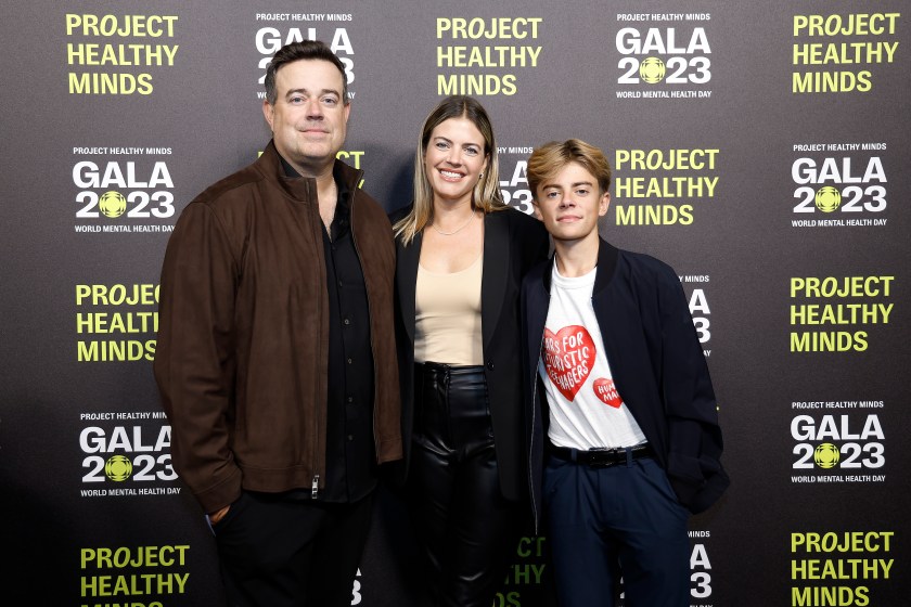 NEW YORK, NEW YORK - OCTOBER 10: (L-R) Carson Daly, Siri Pinter, and Jackson Daly attend Project Healthy Mind's World Mental Health Day Gala at Spring Studios on October 10, 2023 in New York City. 
