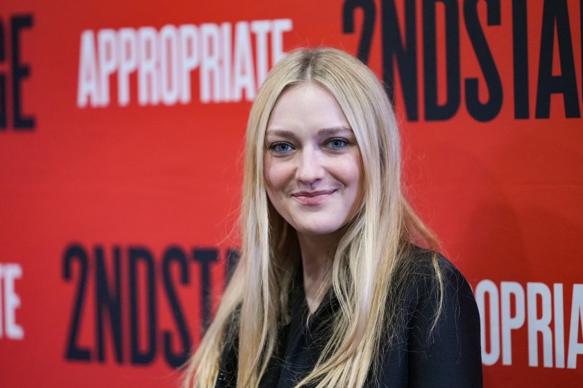 NEW YORK, NEW YORK - DECEMBER 18: Dakota Fanning attends the "Appropriate" Broadway opening night at Hayes Theater on December 18, 2023 in New York City.
