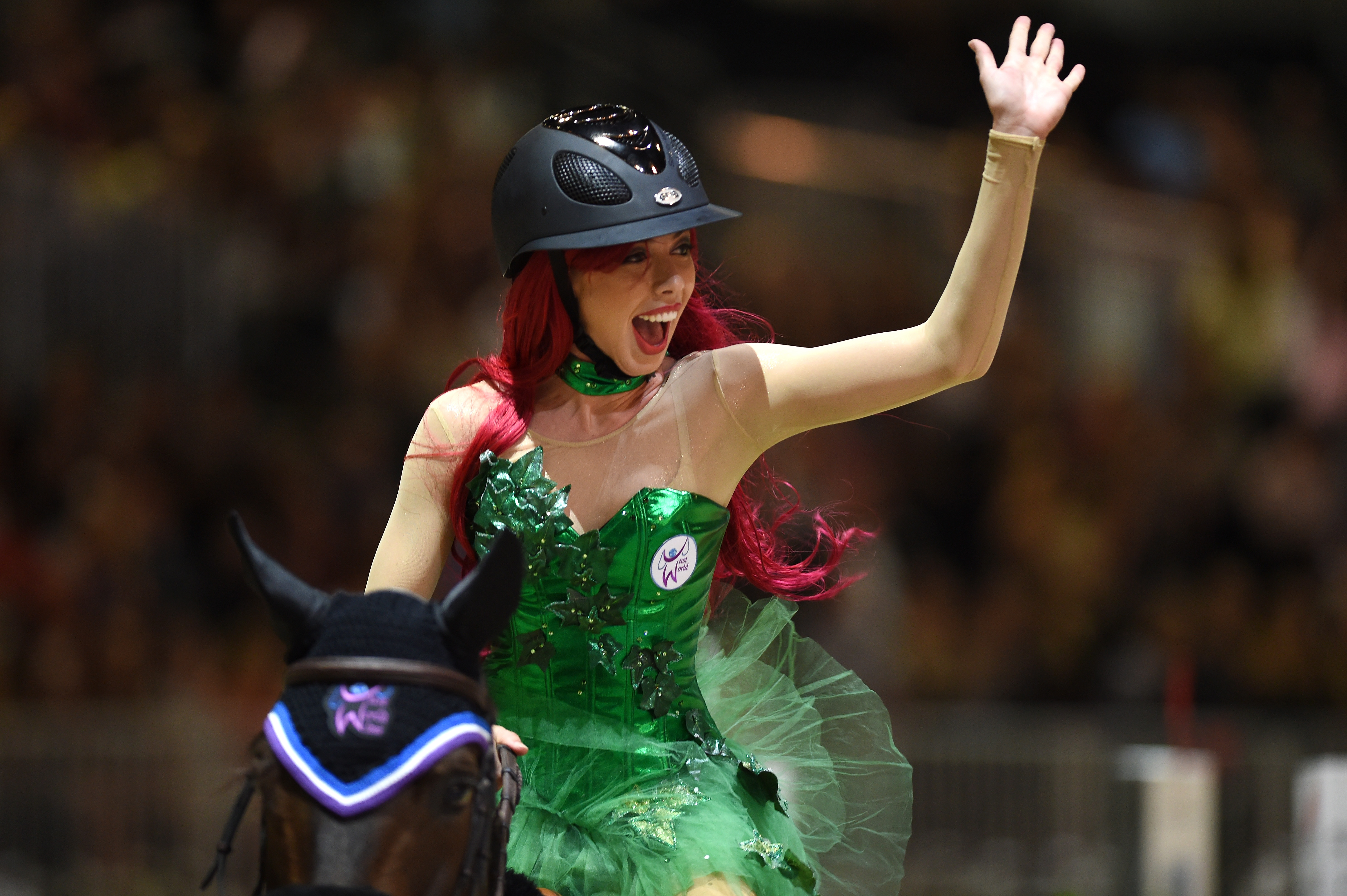 LOS ANGELES, CA - SEPTEMBER 27: Hannah Selleck performs during the Charity Pro-AM class at Longines Los Angeles Masters at Los Angeles Convention Center on September 27, 2014 in Los Angeles, California. 
