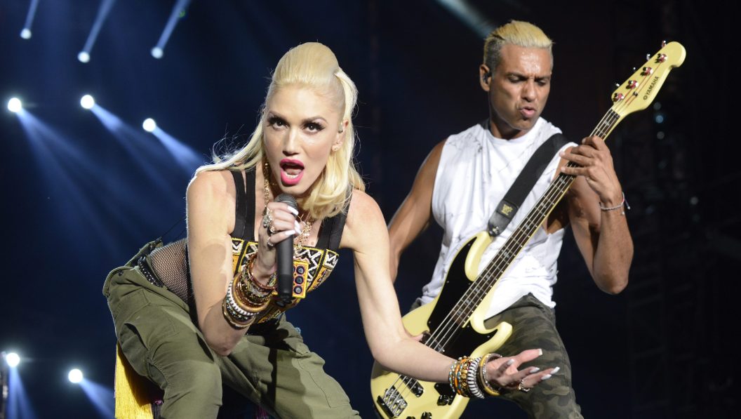DEL MAR, CA - SEPTEMBER 18: Gwen Stefani (L) and Tony Kanal of No Doubt perform during KAABOO Festival 2015 at Del Mar Fairgrounds on September 18, 2015 in Del Mar, California.