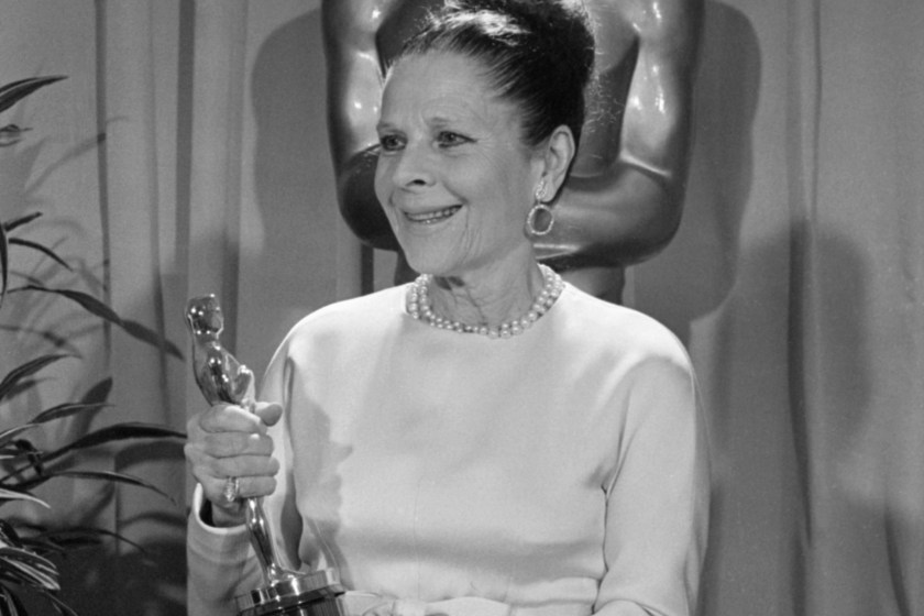 (Original Caption) 4/14/1969- Los Angeles, CA- Ruth Gordon holds her Oscar after being named "Best Supporting Actress" at the Academy Awards ceremonies in Los Angeles April 14th. She won for her performance in "Rosemary's Baby."