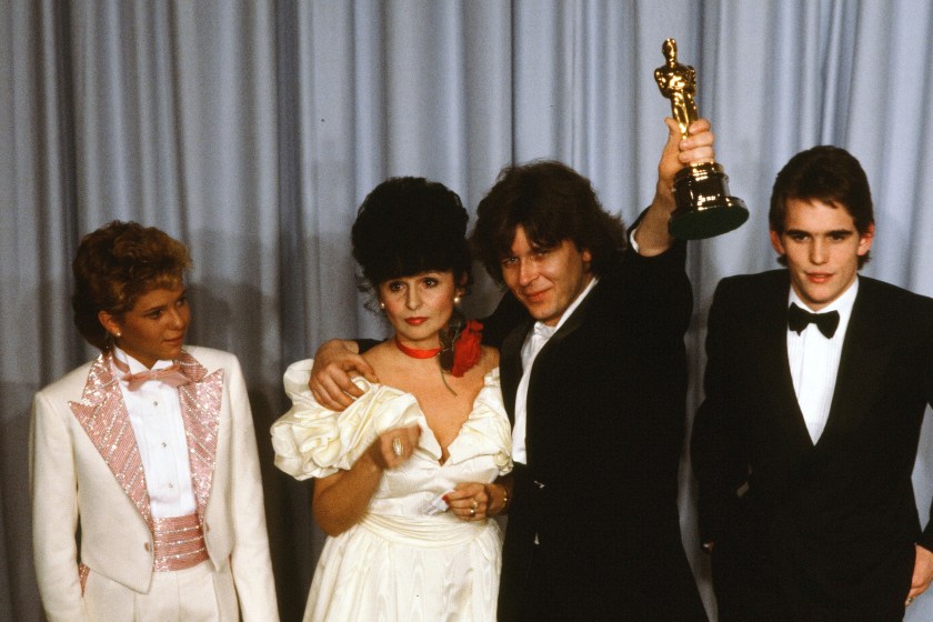 LOS ANGELES,CA - APRIL 11, 1983: Actress ;Kristy McNichol and actor Matt Dillon pose backstage with Zbigniew Rybczynski winner of "Best Animated Short" during the 55th Academy Awards at Dorothy Chandler Pavilion, Los Angeles, California.