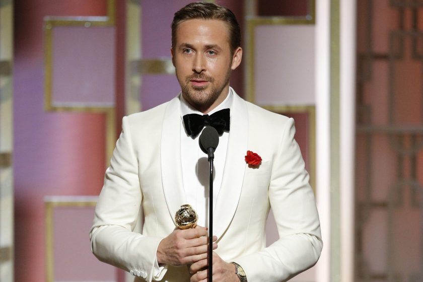 BEVERLY HILLS, CA - JANUARY 08: In this handout photo provided by NBCUniversal, Ryan Gosling accepts the award for Best Actor in a Motion Picture - Musical or Comedy for his role in "La La Land" during the 74th Annual Golden Globe Awards at The Beverly Hilton Hotel on January 8, 2017 in Beverly Hills, California.
