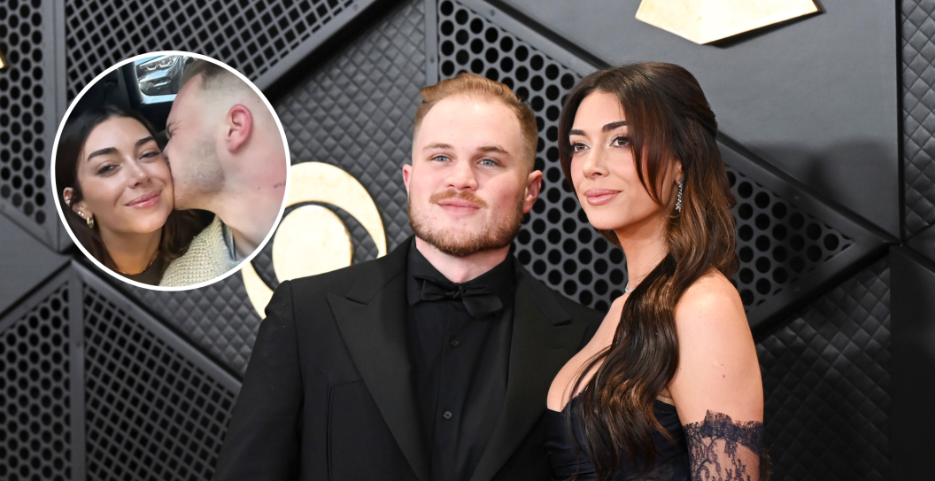 Zach Bryan and Bri LaPaglia aka 'Brianna Chickenfry' at the 66th Annual GRAMMY Awards held at Crypto.com Arena on February 4, 2024 in Los Angeles, California and screengrab via LaPaglia's Instagram.