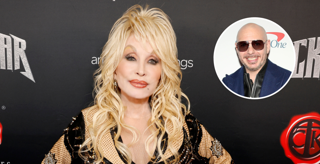 NASHVILLE, TENNESSEE - NOVEMBER 16: (EDITORS NOTE: This image has been retouched.) Dolly Parton attends Dolly Parton's Rockstar VIP Album Release Party with American Greetings on November 16, 2023 in Nashville, Tennessee and ST PAUL, MINNESOTA - DECEMBER 06: Pitbull attends iHeartRadio 101.3 KDWB's Jingle Ball 2021 Presented by Capital One at Xcel Energy Center on December 6, 2021 in St. Paul/Minneapolis, Minn.