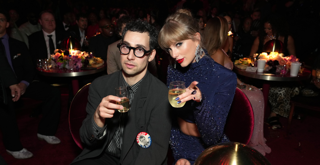 Jack Antonoff and Taylor Swift attend the 65th GRAMMY Awards at Crypto.com Arena on February 05, 2023 in Los Angeles, California.