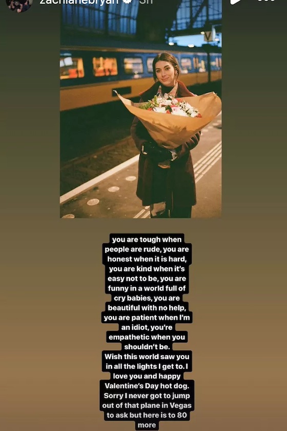 One of Zach Bryan's 2024 Valentine's Day posts.
