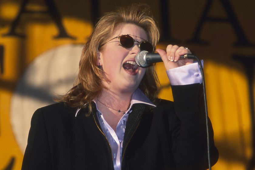 NEW YORK, NY - August 14: MANDATORY CREDIT Bill Tompkins/Getty Images Trisha Yearwood performing at the Central Park Summerstage series in Central Park on August 14th, 1997 in New York City. 