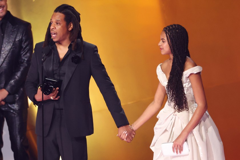 Jay-Z and Blue Ivy Carter accept the Dr. Dre Global Impact Award award onstage at the 66th Annual GRAMMY Awards held at Crypto.com Arena on February 4, 2024 in Los Angeles, California.