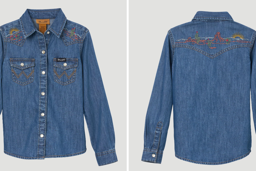 The kid-sized and embroidered cowboy shirt