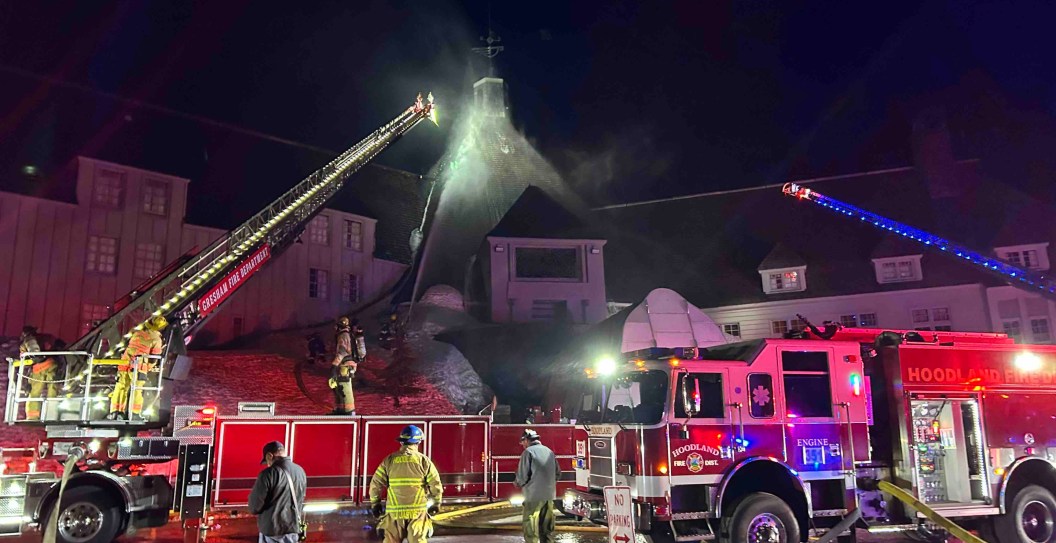 Timberline Lodge ablaze the shining